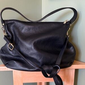 Vera Pelle Black Leather Shoulder Bag